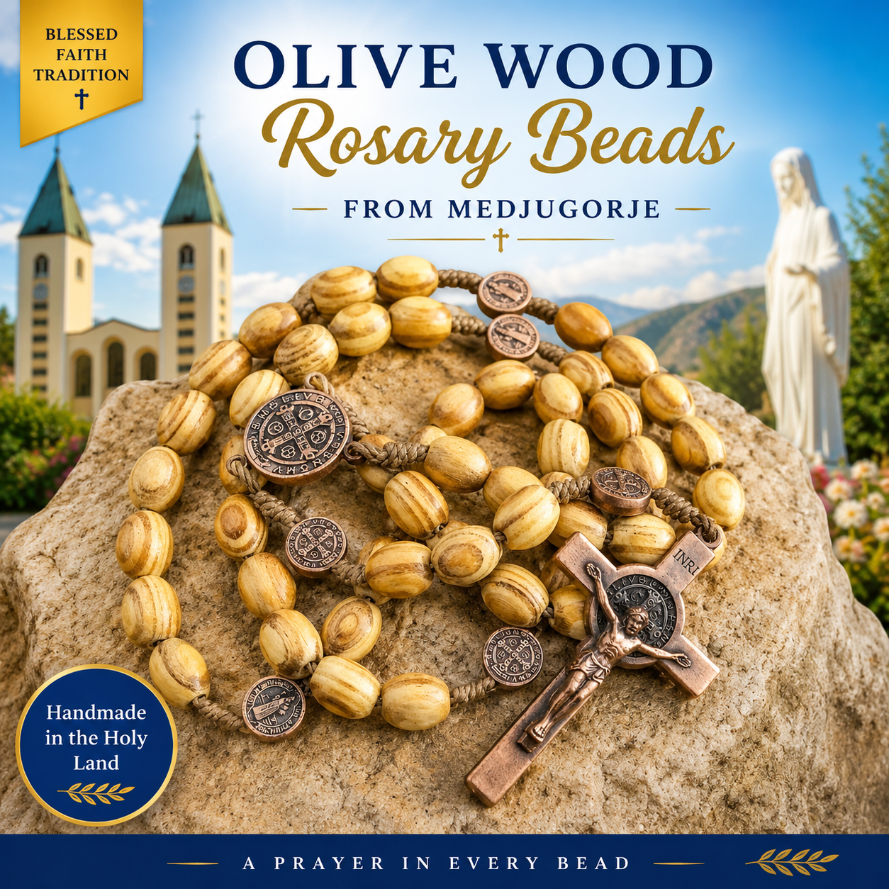 Olive Wood Catholic Rosary - Catholic Gifts