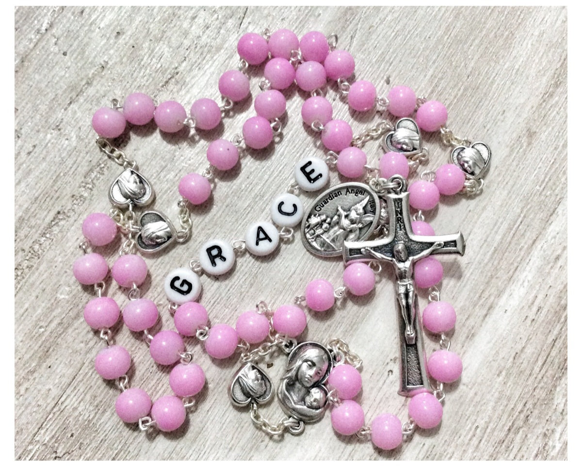personalized first communion rosary for girl