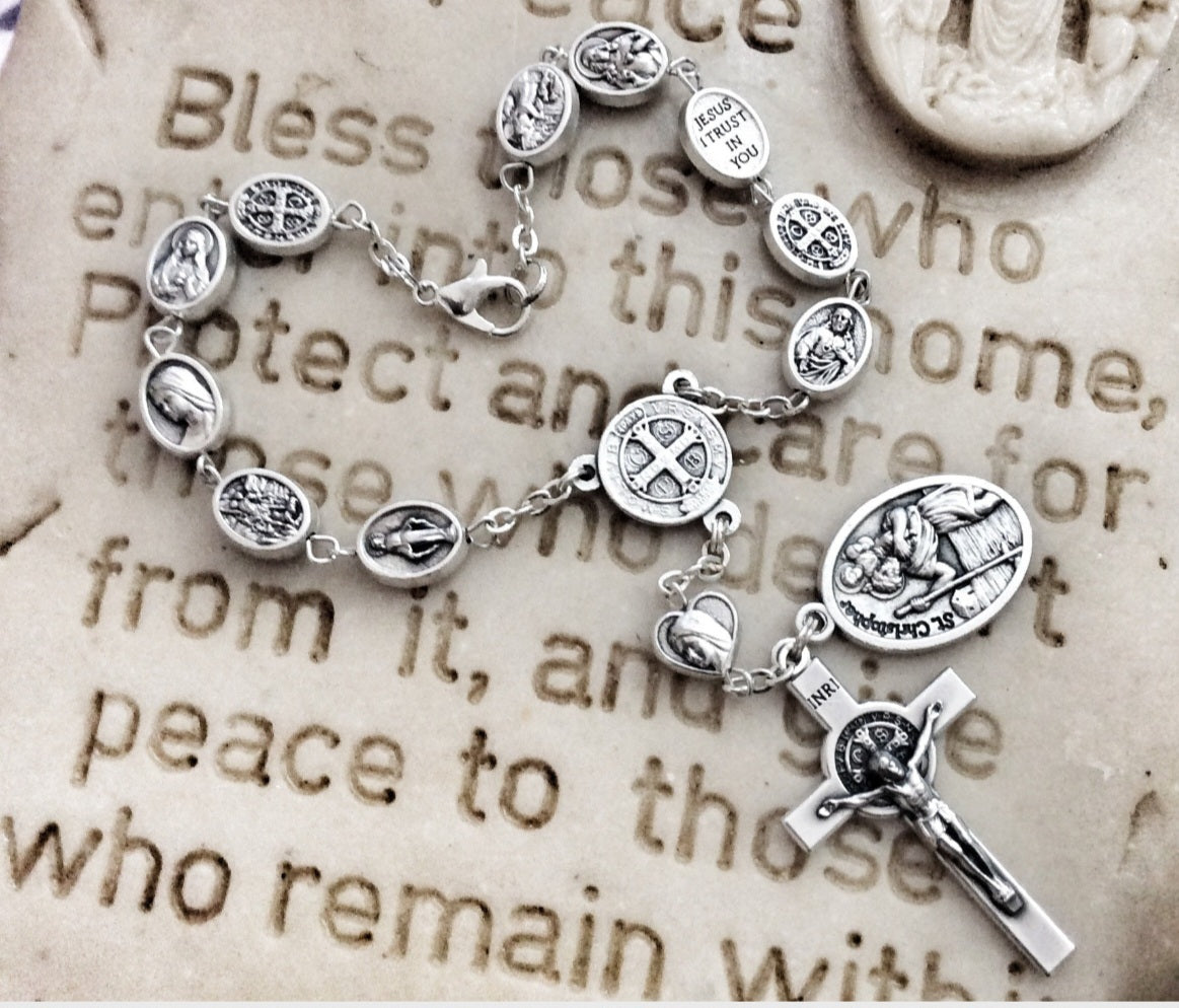Catholic auto rosary for car rearview mirror protection and prayer