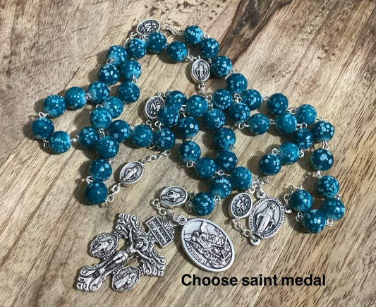 customizable catholic rosary choose bead colors and saint medals prayer beads gift