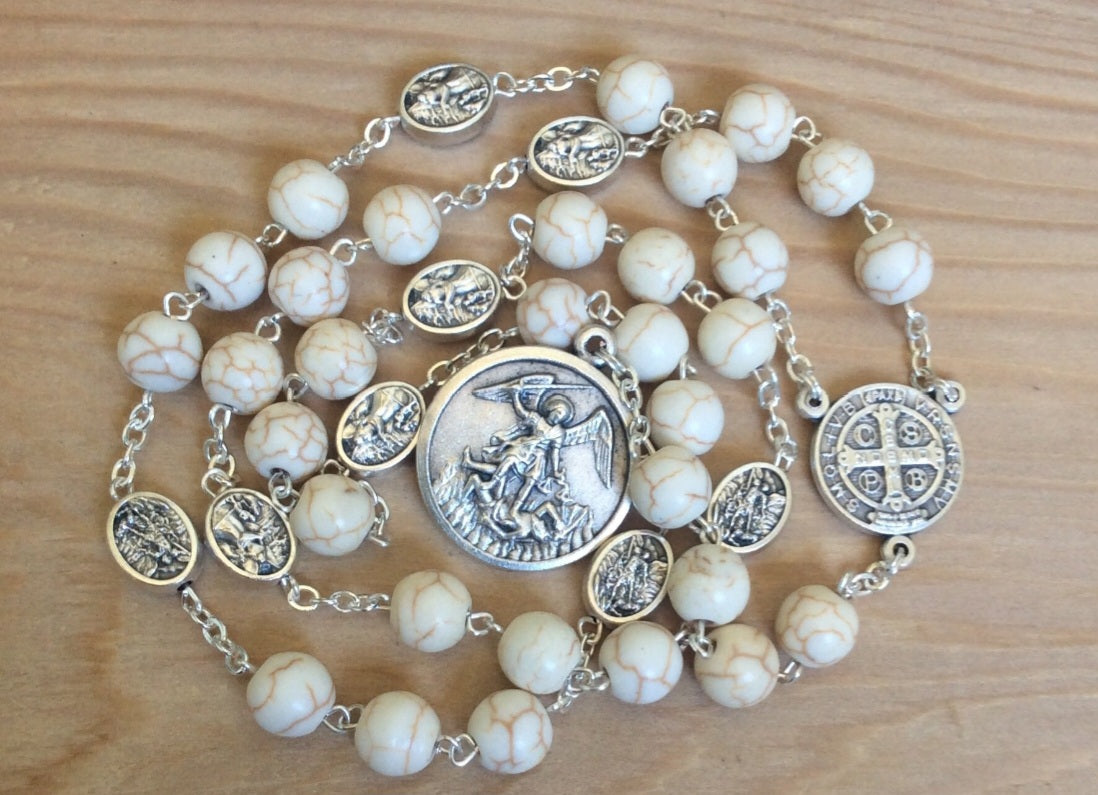 St. Michael rosary handmade Catholic prayer beads