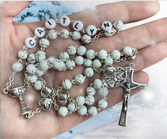 First Communion Personalized rosary for girl