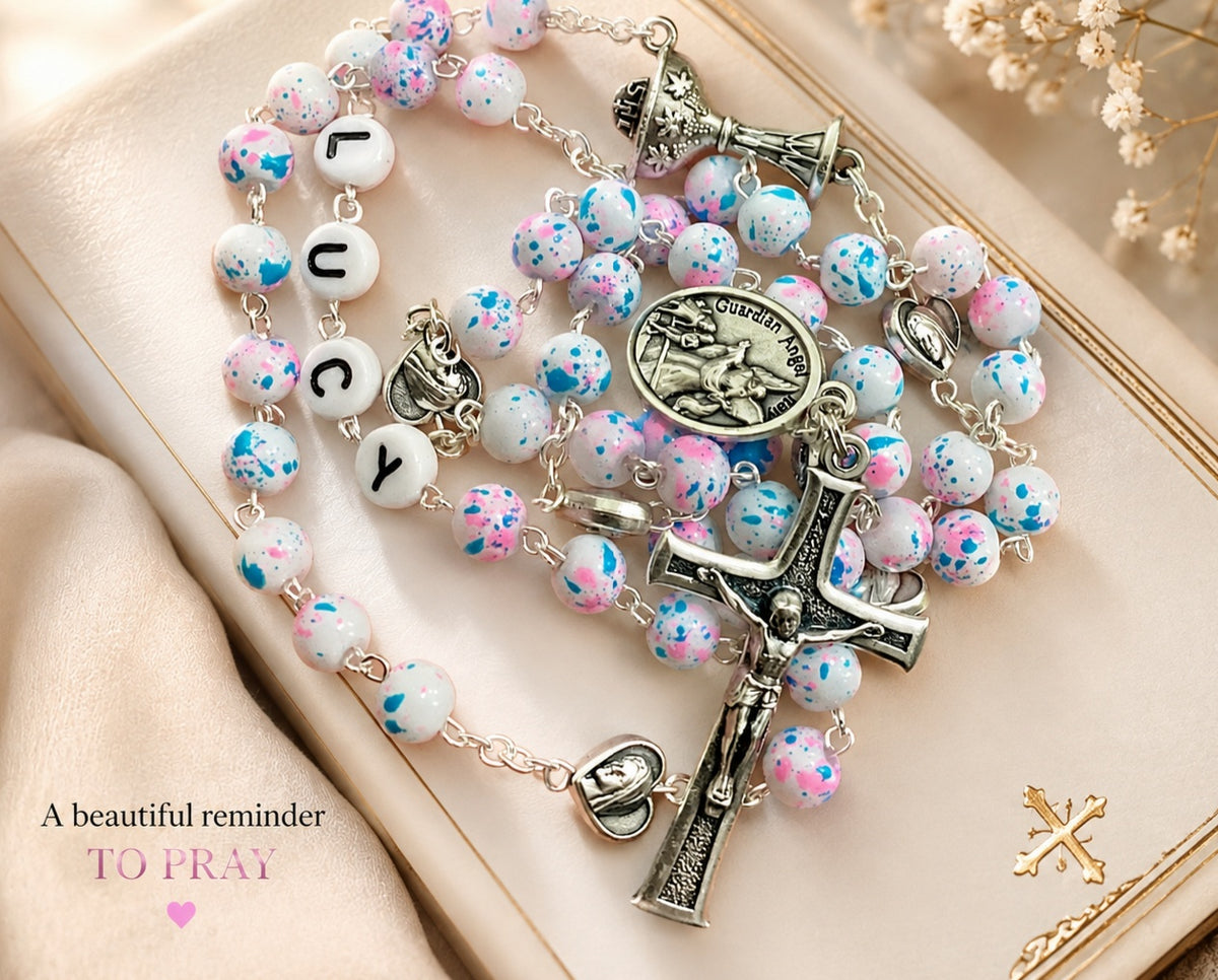 First communion personalized rosary for girl