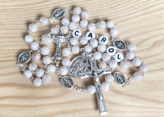 Personalized First Communion rosary for girl
