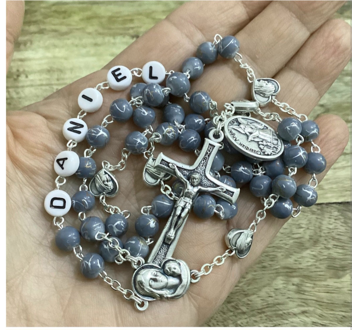 personalized first communion rosary for boy