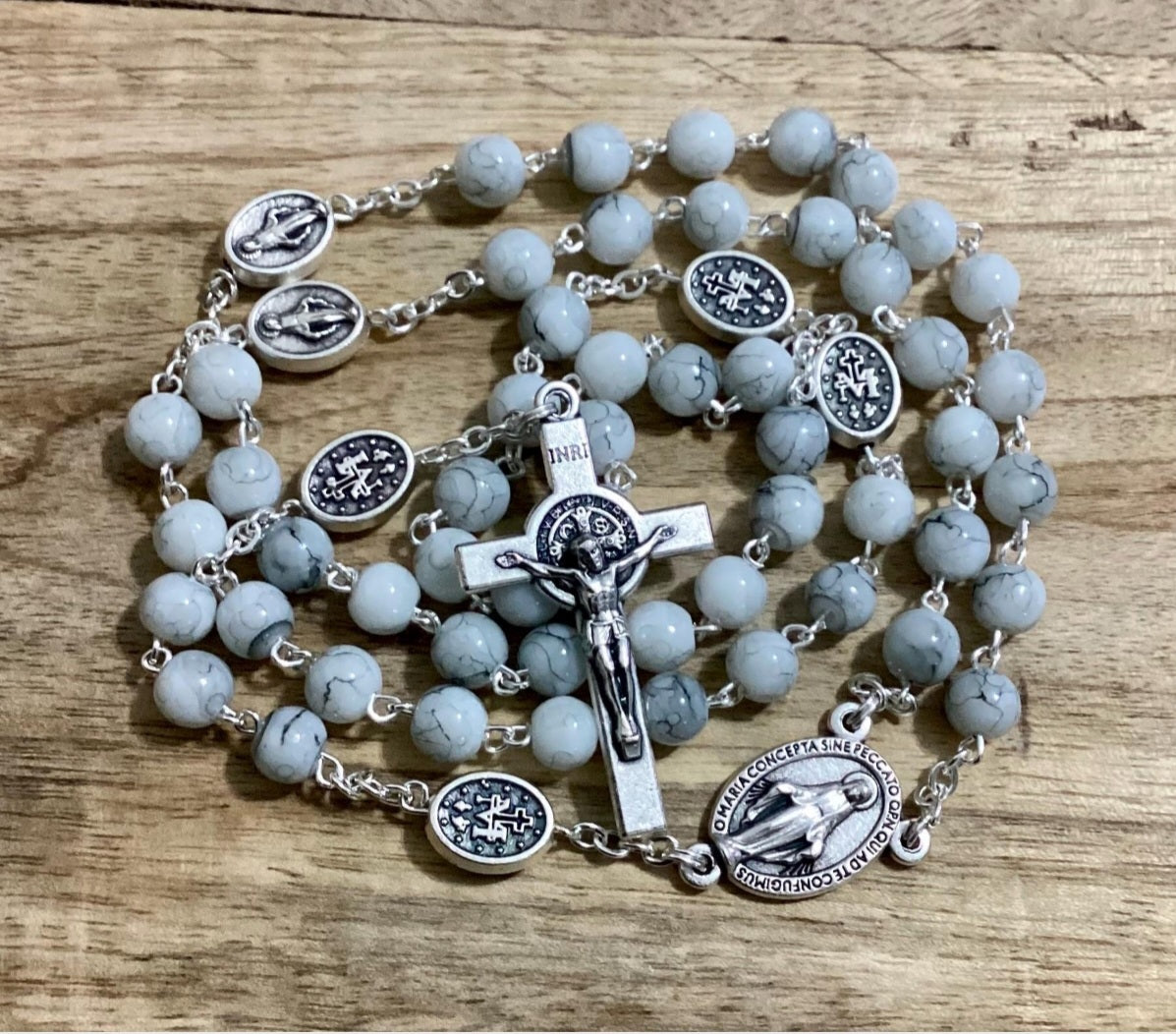 custom catholic rosary with miraculous medal and st benedict cross