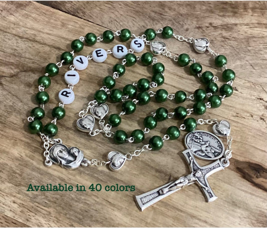 personalized baptism rosary for boy