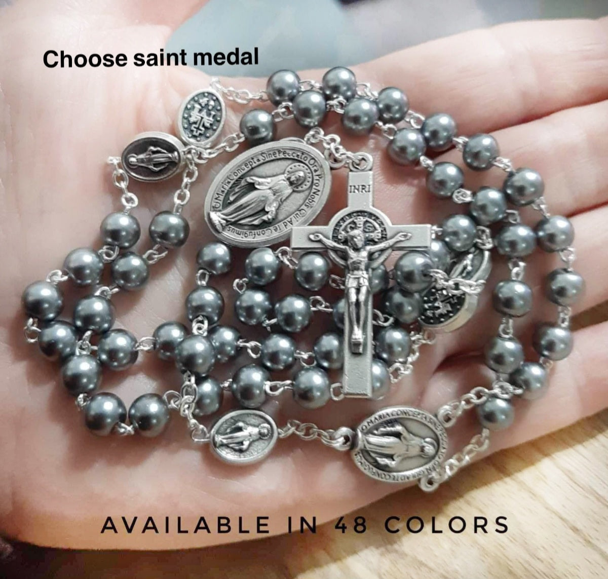 miraculous medal rosary catholic prayer beads available in multiple colors devotional gift
