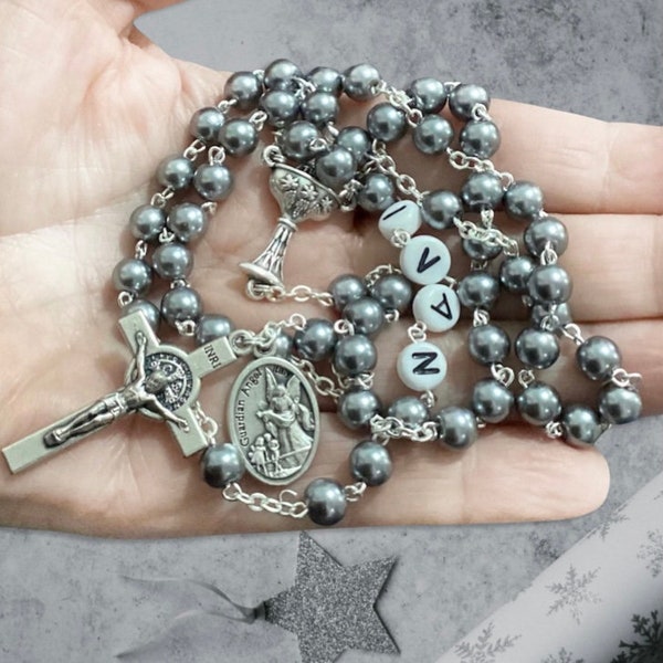 personalized first communion rosary for boys