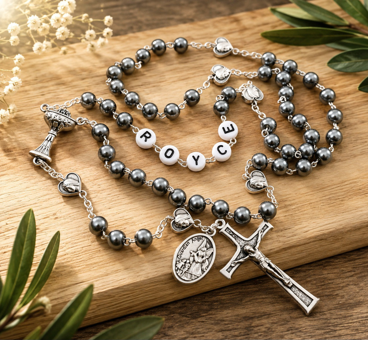 First Communion Personalized rosary, Boy rosary