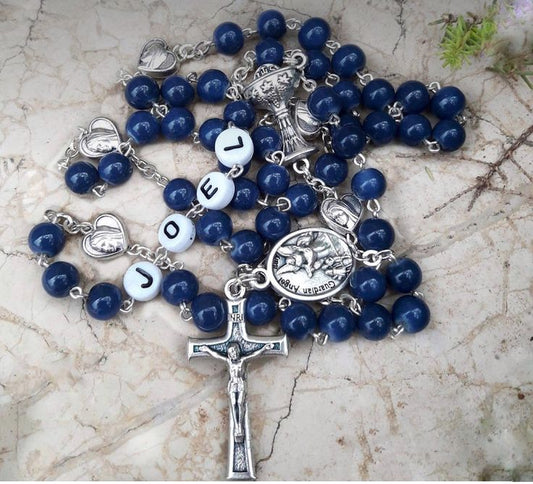 First Communion Personalized rosary for boy 
