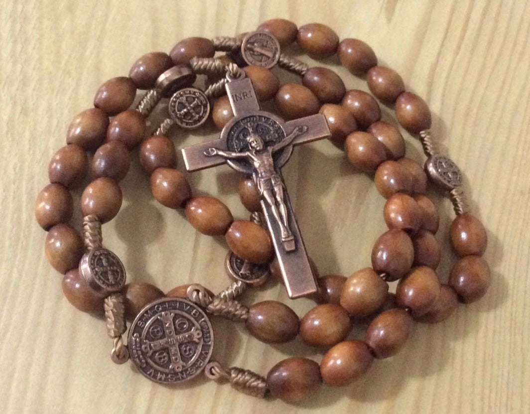 St Benedict Wooden Rosary – Catholic Prayer Beads for Men