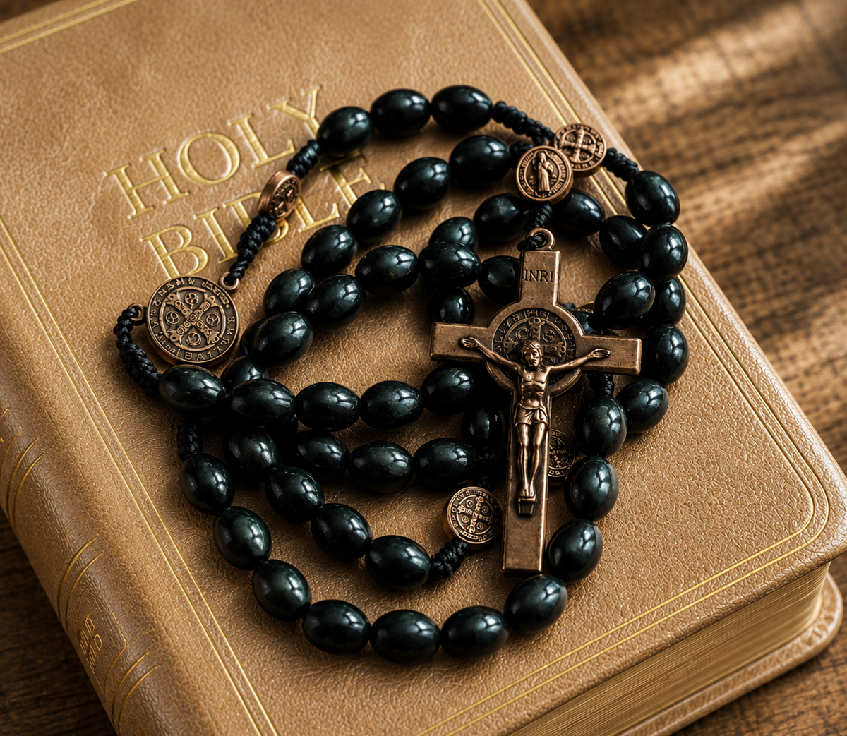 Black wood paracord rosary